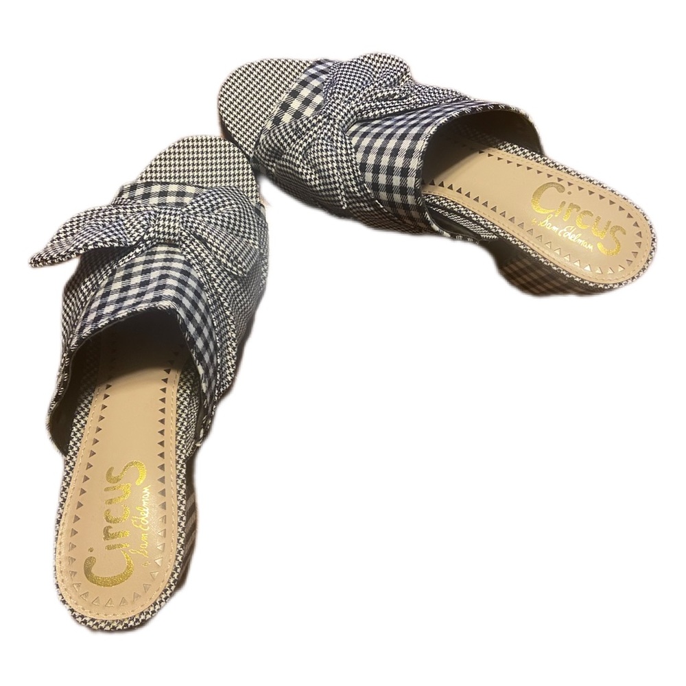 New without Box Circus by Sam Edelman Black and White Gingham Mules, Size 7.5